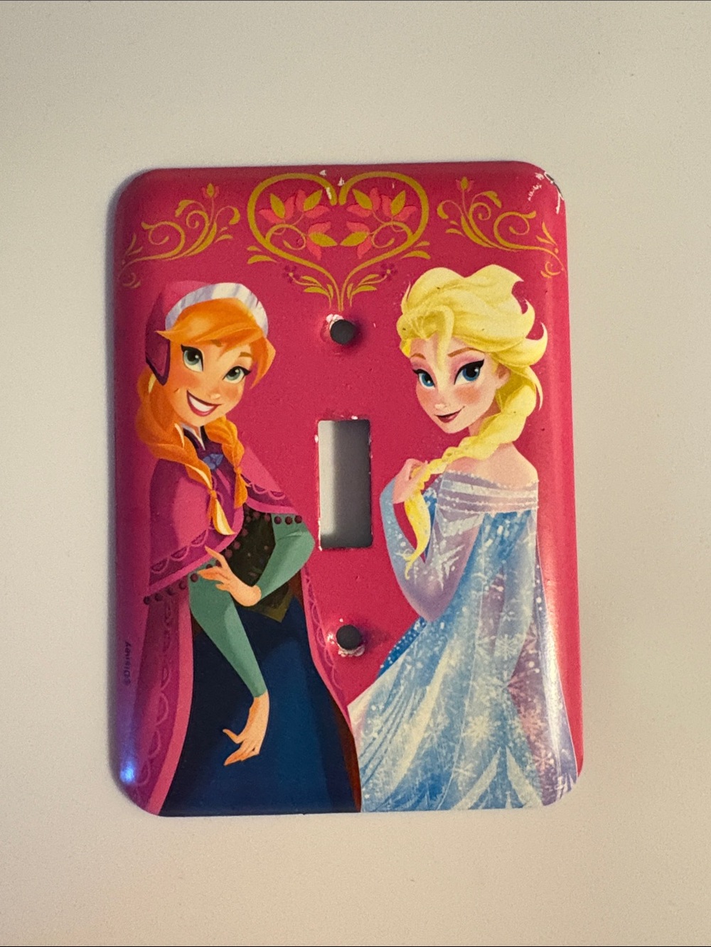 Frozen Light Switch Cover Plate - Pink with Anna & Elsa